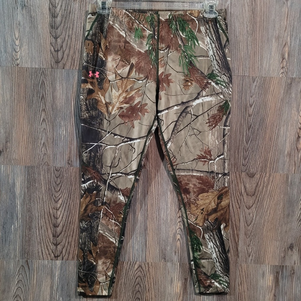 Under Armour Scent Control Fitted Leggings Sz XL RealTree Camo Hunting Outdoors